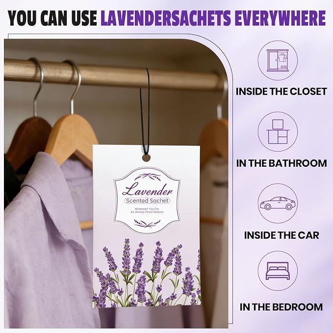 FURWEY 24 Packs Lavender Scented Sachets, Long Lasting Sachet Bag - Image 2