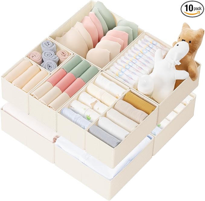 Drawer Organizer Clothes, 10 Pack Dresser Organizer by Criusia