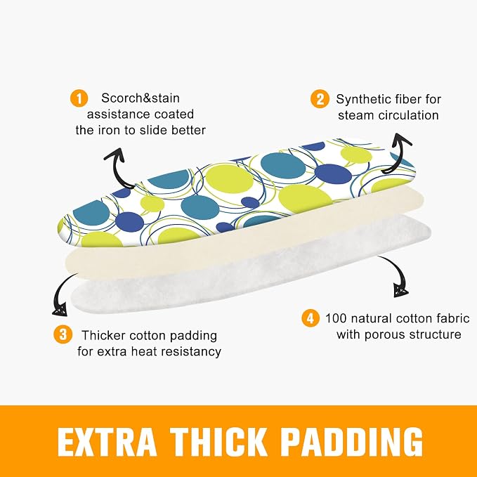 Ironing Board Cover and Pad, Standard Size 12" x 42" Iron Board Replacement - Image 3