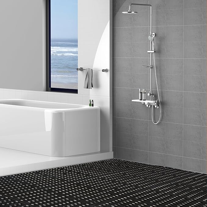 82.6"x35.4" Commercial Rubber Drainage Mat Anti-Fatigue Rubber Mat Roll Heavy Duty Kitchen Non-Slip Floor Matting with Holes for Restaurant Bathroom Bar Outdoor Garden Wet Area
