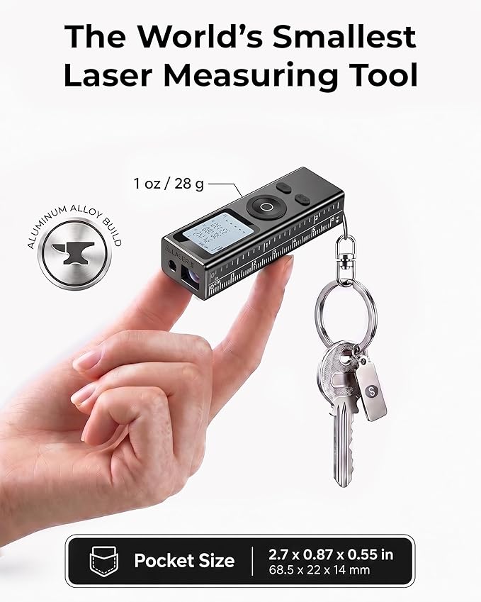 Cooper Ray Mini Laser Measuring Tool, Pocket Size Laser Tape Measure - Image 3