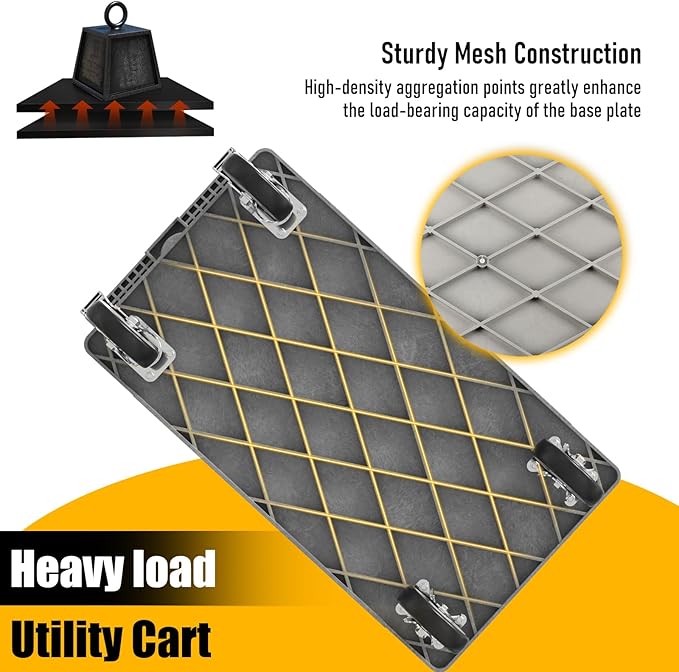 2-Shelf Heavy Duty Utility Cart with Wheels, 34 x 17-Inch Plastic Rolling Tool Cart, 550 lbs Capacity Mechanic Work Cart for Garage,Warehouse,Workshop