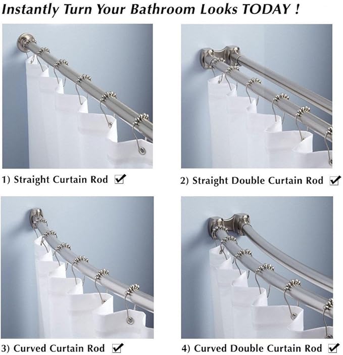 Premium Shower Curtain Rings Set of 12, Rust-Resistant Stainless Steel Hooks - Image 3