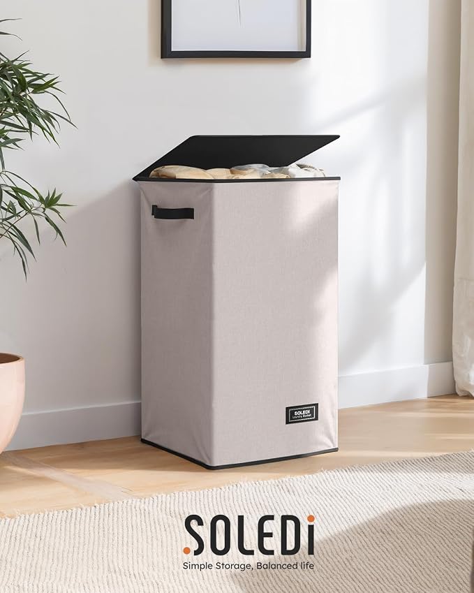 SOLEDI 90L Laundry Hamper with Lid, Large Collapsible Laundry Basket | Sturdy - Image 8