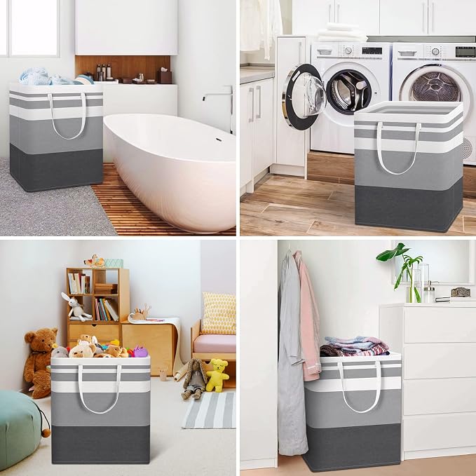 HomeHacks 3-Pack Large Laundry Basket, Waterproof, Freestanding Laundry Hamper - Image 7