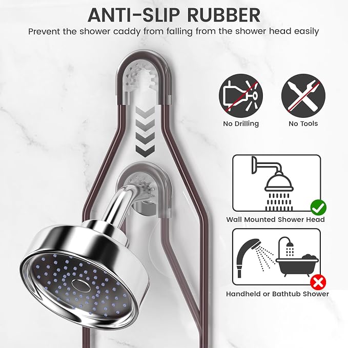 REINHARDT Adjustable Shower Caddy Hanging Over Shower Head - Image 4