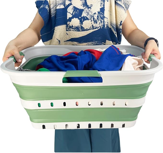 SAMMART 42 Collapsible Plastic Laundry Basket, Foldable Pop Up Storage - Image 6