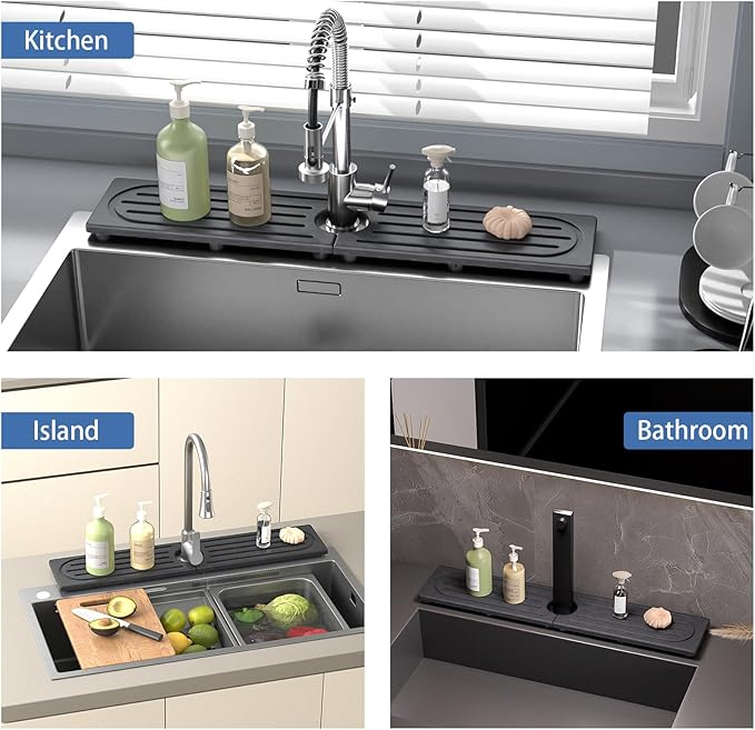 Faucet Mat for Kitchen Sink, Water Absorbent Kitchen Faucet Mat, Durable Sink - Image 6