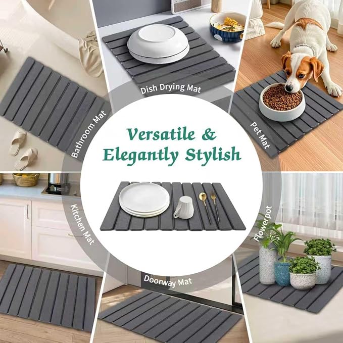Stone Dish Drying Mat for Kitchen Counter, 24 x 16 Inch | Absorbent - Image 7