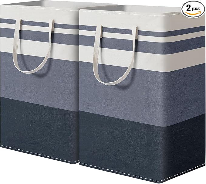 2 Pack Laundry Baskets 75L Large, Waterproof Freestanding Collapsible Laundry by MANYOND