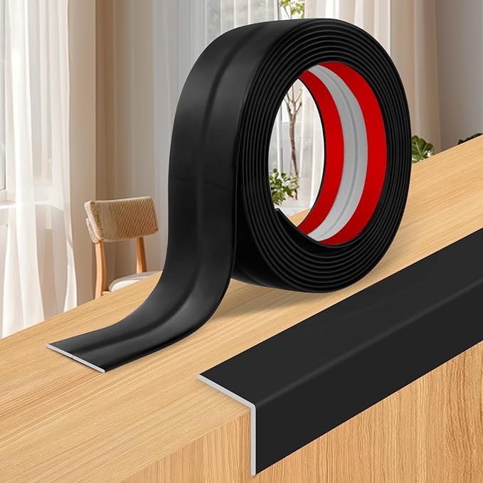 Wall Corner Protector Moulding Trim Peel and Stick Wall Corner Guards Trim Flexible Self Adhesive Edge Protector Moulding, 1.6 in x 20 Ft, Black