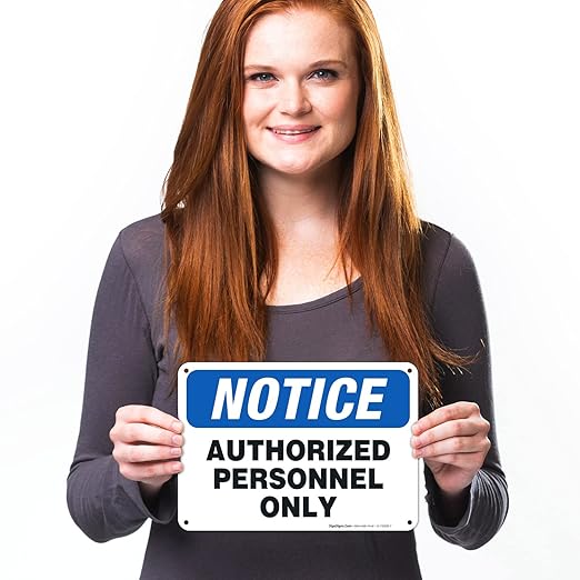 Authorized Personnel Only Sign, 10x7 Inches, 55 mil Thick HDPS (high Density polystyrene), Made in USA