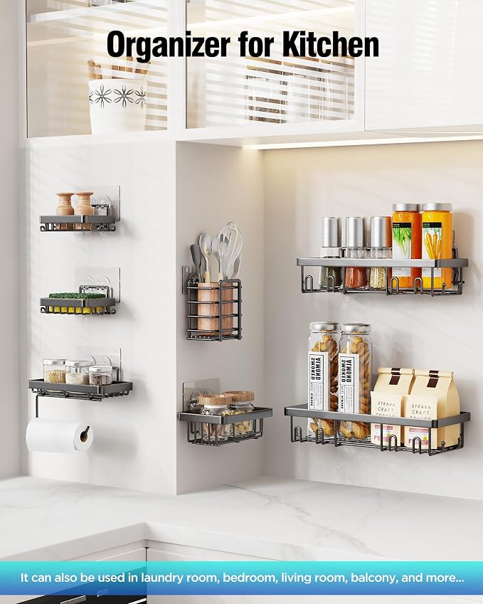 Shower Caddy 7 Pack, Adhesive Bathroom Shower Organizer - Image 9