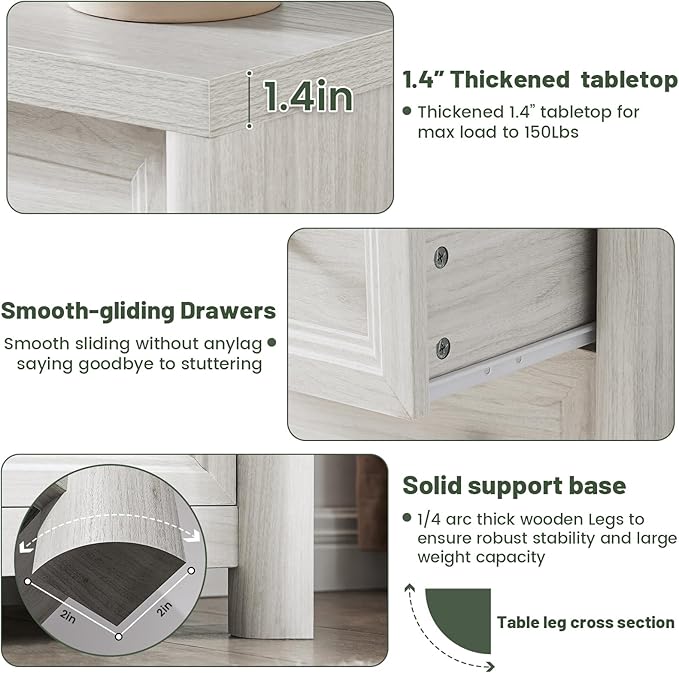 Farmhouse Sideboard Buffet Cabinet with Drawers, 59" Large Credenza Kitchen Storage Cabinets with Shelves & 4 Doors, Wood Rustic Coffee Bar Console Table for Living Room, White