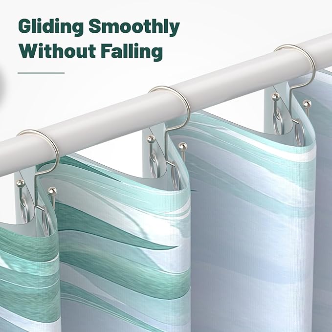 Shower Curtain Hooks, Durable Shower Curtain Rings Rust Proof, Double Glide - Image 3