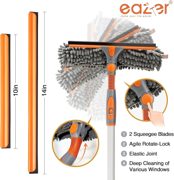 Eazer 65'' Squeegee Window Cleaner 2 in 1 Rotatable Window Cleaning Tool Kit - Image 2