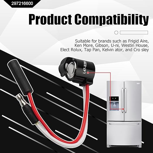 297216600 Refrigerator Defrost Thermostat Replacement Part Compatible with Frigidaire and Kenmore Refrigerators, Replaces Part Number 1483781, 216731000, 216872200, 218673001 and 218673008