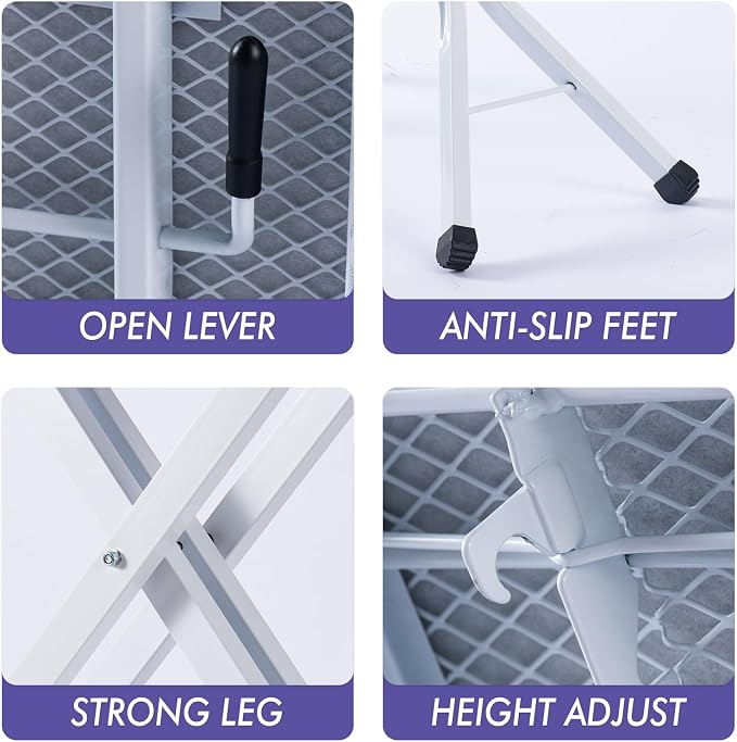 BKTD Full Size Ironing Board, Sturdy Frame, Heat Resistant Cover, Iron Rest - Image 5