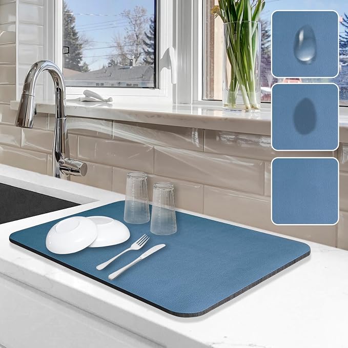 Dish Drying Mat for Kitchen Counter, Non-slip Drying Mat for Coffee Machine by Etomiel