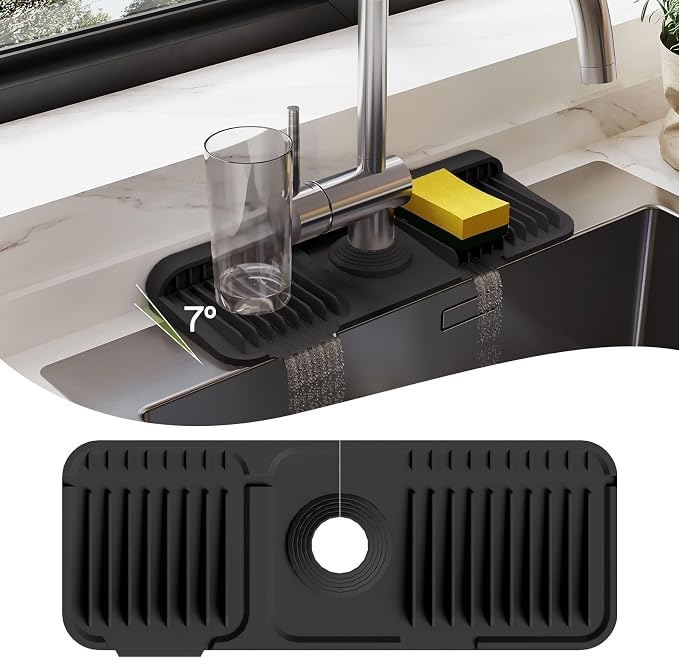 15 Inch Silicone Faucet Mat for Kitchen Sink Splash Guard – 2025 Upgraded by Unknown