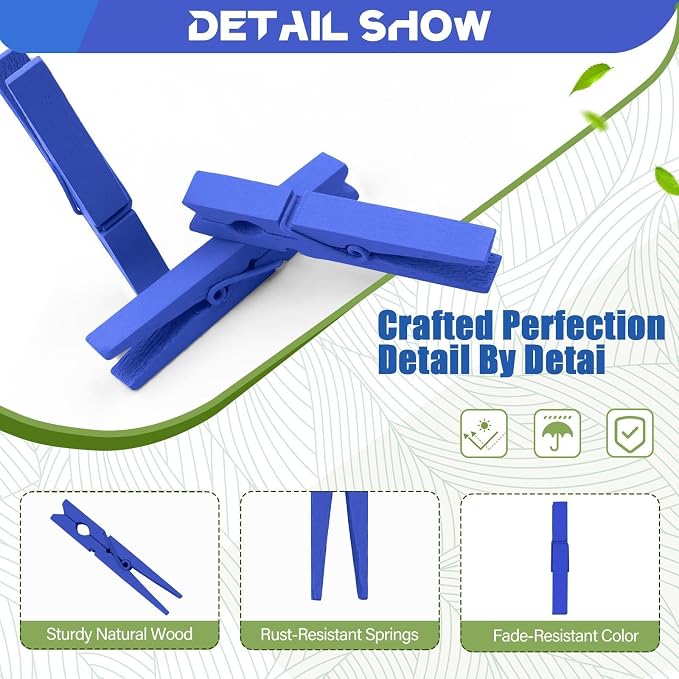 100 Pcs Blue Clothes pins - Image 2