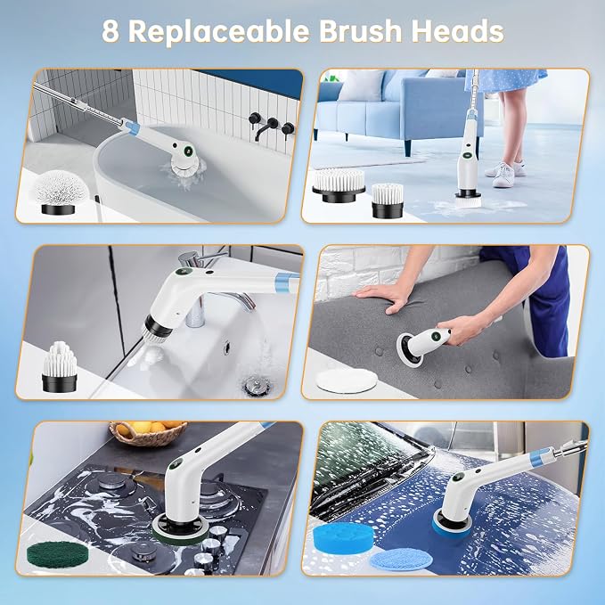 PUFTEM Electric Spin Scrubber, Cordless Shower Scrubber, Adjustable Handle | - Image 6