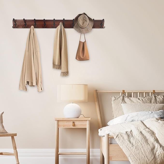 Kuhome 38.6'' Large Coat Rack Wall Mount Coat Hooks Coat Hanger - Image 6