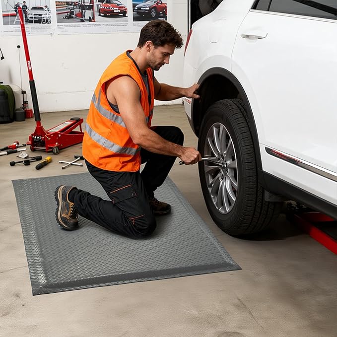 Anti Fatigue Mats Industrial 2' x 5' 15/16" Thick Ergonomic Standing Mat Commercial Kitchen Mat Heavy Duty Diamond Plate Cushioned Shop Floor Mats Helps Relieve Back and Leg Soreness