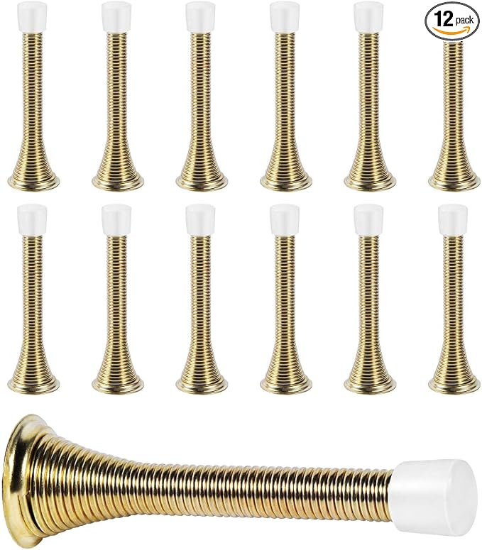 KISEER 12 Pack Spring Door Stops 3 1/4 Inch Flexible Heavy Duty Spring Door by KISEER