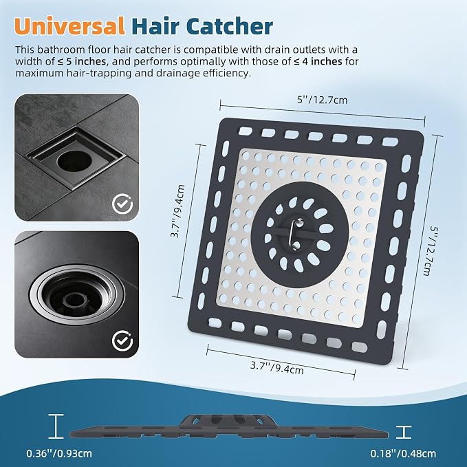 Hibbent 2 Pack Shower Drain Hair Catcher, Shower Drain Cover - Image 6