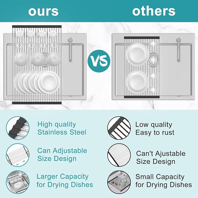 Extra Large Expandable Roll Up Dish Drying Rack, Over The Sink Drying Rack Sink - Image 5