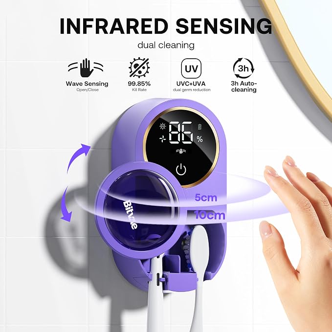 Bitvae Tooth Brush Holder for Bathroom Infrared Sensing | Toothbrush Cleaner - Image 2