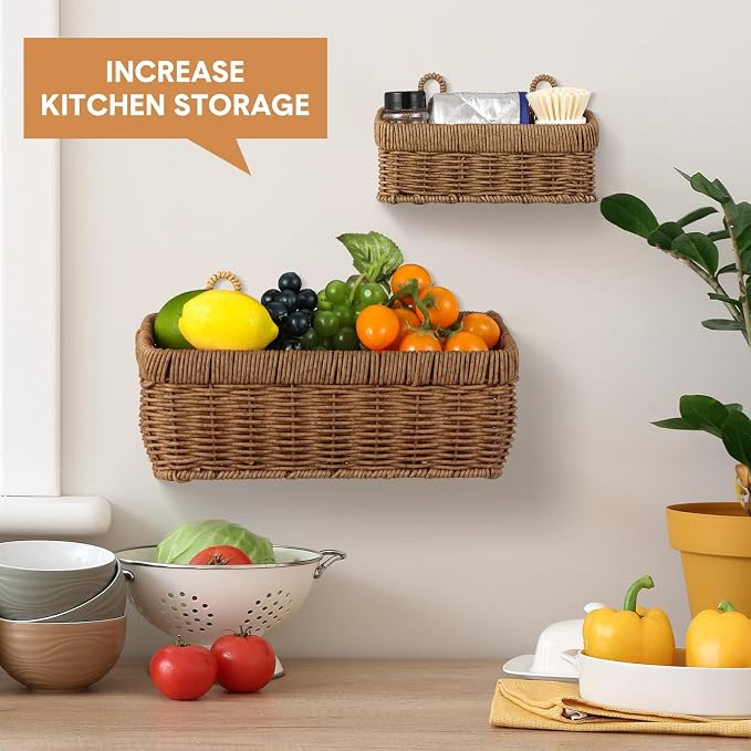 Tioncy 2 Pcs Woven Hanging Wall Baskets - Image 6