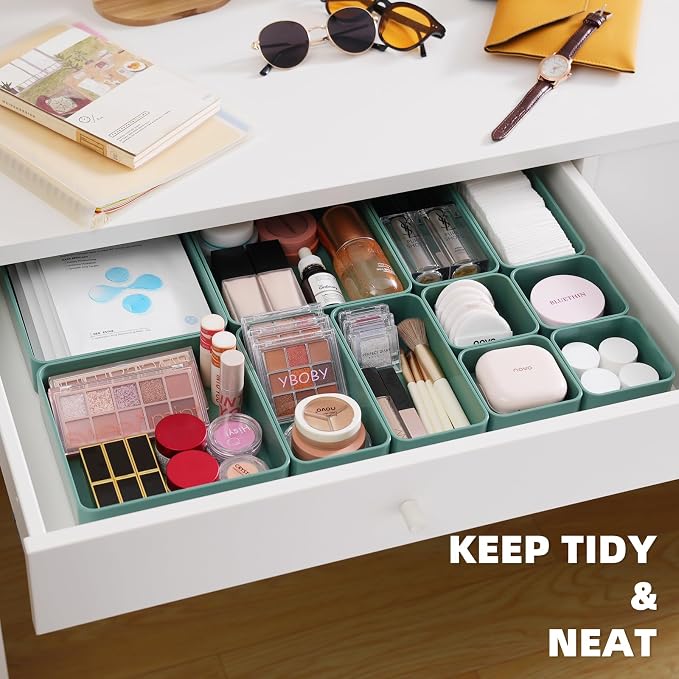 CHANCETSUI 11-Piece Stackable Drawer Organizer Set, Stationery, Utensils in - Image 2