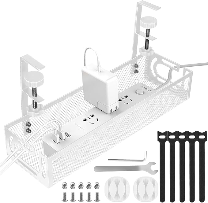 Cable Management Under Desk, Under Desk Cable Management Tray | No Drill Cable by Unknown