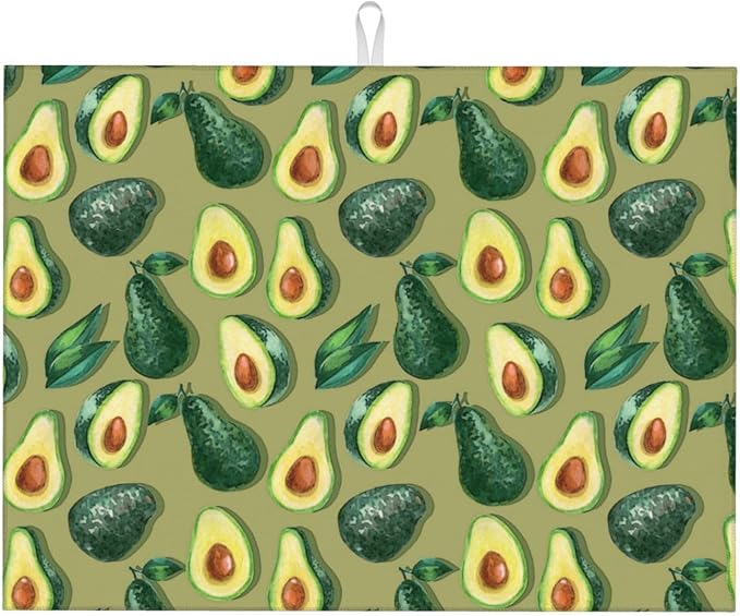 Green Avocado Dish Drying Mat For Kitchen Counter, Super Absorbent Microfiber by indokyeyqaz