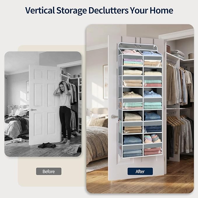 Yecaye Over The Door Organizer, 5 Tier Extra Large Behind Door Storage of 10 - Image 5