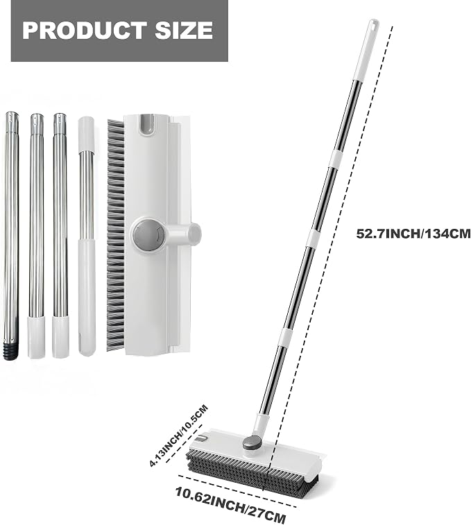 Floor Scrub Brush with Long Handle 3 in 1 Heavy Duty Stiff Bristle Scrubber - Image 8