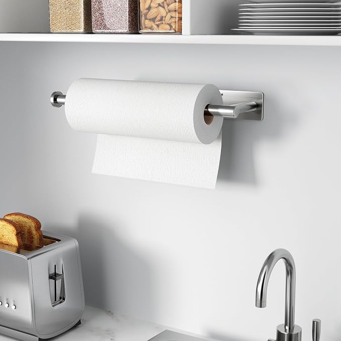 Paper Towel Holder, Self-Adhesive or Drilling， Brushed Nickel, 2 Pack - Image 7