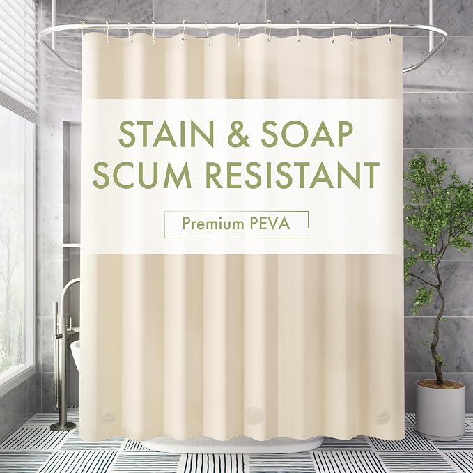 AmazerBath Shower Curtain Liner, 72x72 Beige Shower Curtain Liners, Lightweight - Image 9