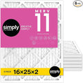 Simply 16x25x2 Air Filter, MERV 11, 6 Pack, Furnace Air Filter for HVAC (Actual Size: 15.5"x24.5"x1.75") DUST, Pet & Allergy Control