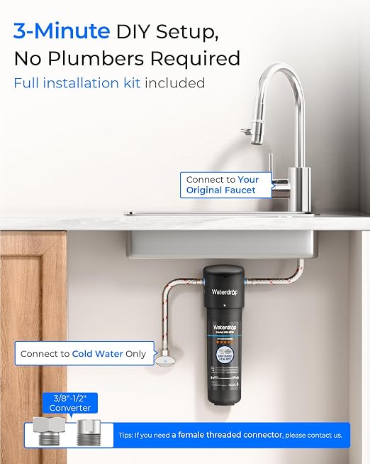 Waterdrop 10UA Under Sink Water Filter System, NSF/ANSI 42 Certified 1 Year | - Image 8