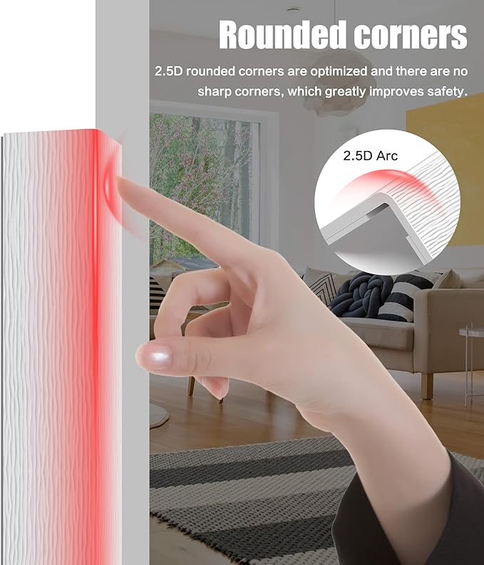 Wall Corner Protector, Walls Edge Protector，Self-Adhesive Wall Corner Guards,PVC Double Side Edge Protector， Furniture Stairs Guard (White Wood Grain 2PCS 120cm/47.2in)