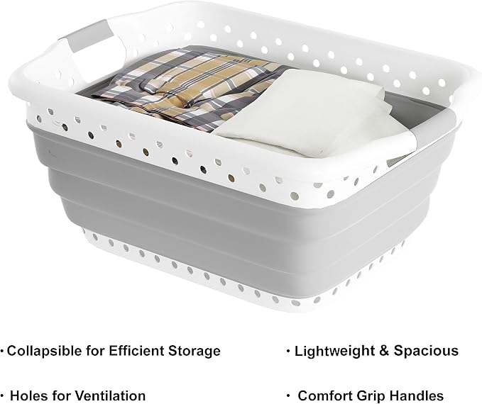 Lavish Home Collapsible Plastic Laundry Basket, 24.25”x17.5”x10.5” | - Image 3