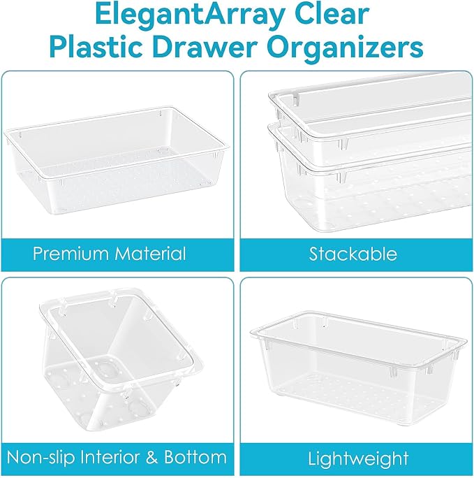 24 PCS Drawer Organizer Set, Makeup Organizers, Tool Storage Trays | 4 Sizes - Image 4