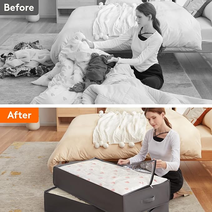 Lifewit 95L 8 Pack Under Bed Storage Containers, Large Capacity Blanket Storage - Image 9
