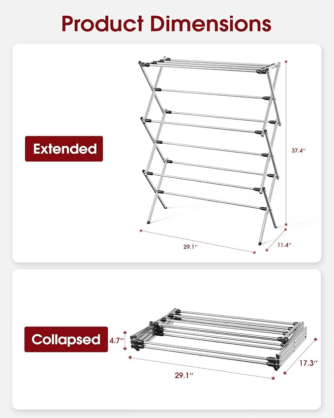 Sakugi Foldable 3-Tier Clothes Drying Rack 37.4" H - Image 3