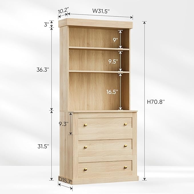 71" Tall Farmhouse Kitchen Pantry, Large Storage Cabinet with Drawers, Freestanding Coffee Bar Hutch with Microwave Stand, Adjustable Shelves for Kitchen, Living Room, Brown 2 Pcs