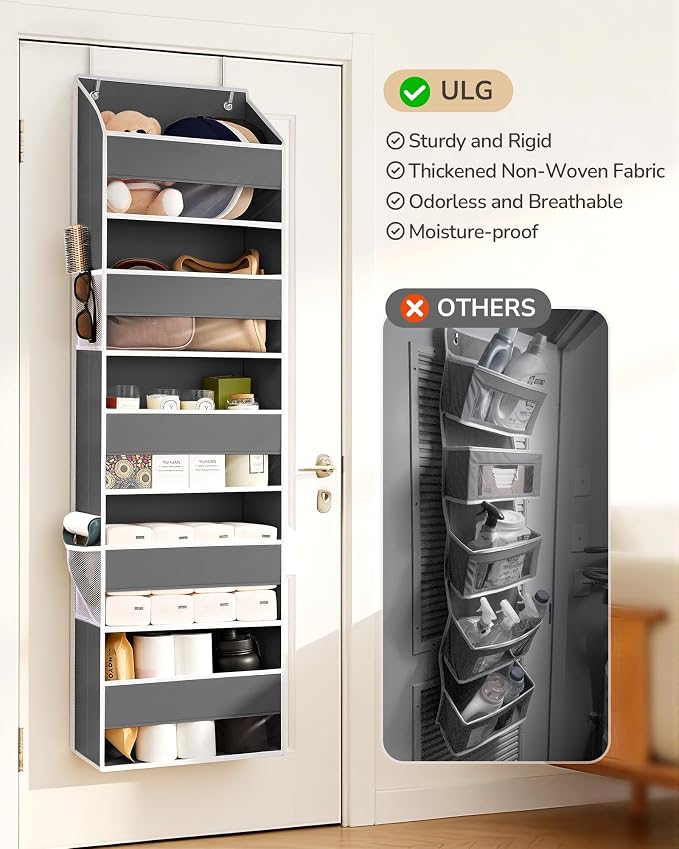 ULG 1 Pack Over Door Organizer Hanging Storage Dark Gray - Image 4