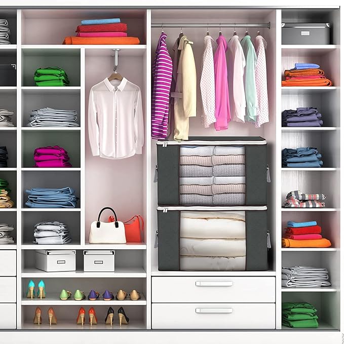 90L Large Storage Bags, 8 Pack Clothes Storage Bins Closet Organizers | - Image 7